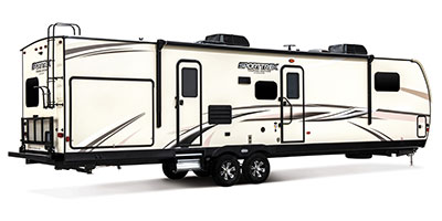 2019 Venture RV SportTrek Touring Edition STT343VBH Travel Trailer Exterior Rear 3-4 Door Side