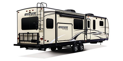 2019 Venture RV SportTrek Touring Edition STT343VIK Travel Trailer Exterior Rear 3-4 Door Side