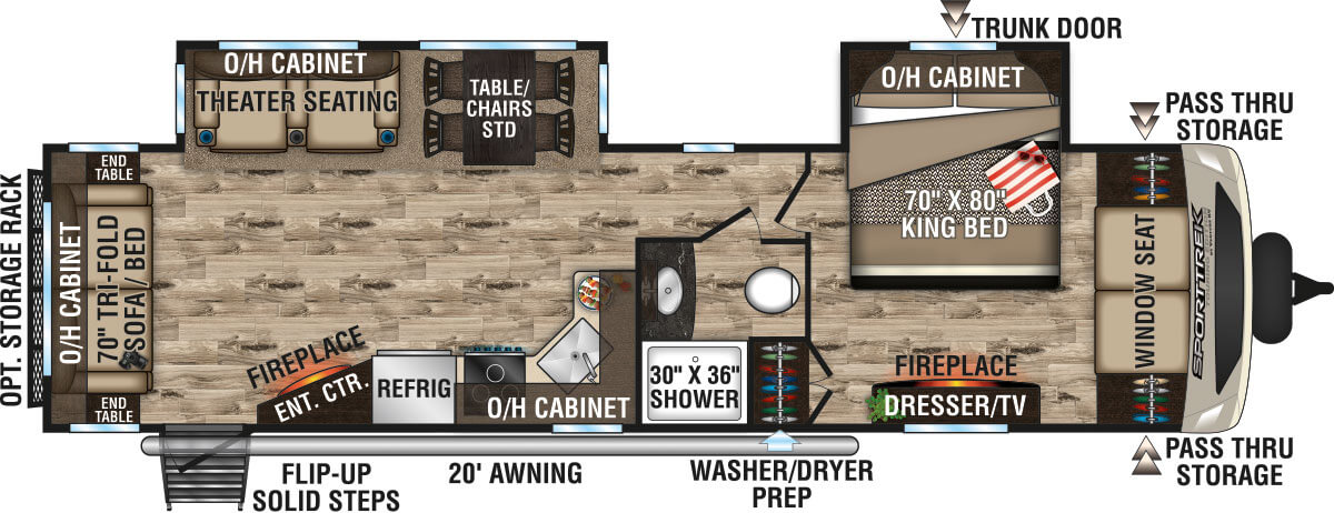 2020 Venture RV SportTrek Touring Edition STT322VRL Travel Trailer Floorplan