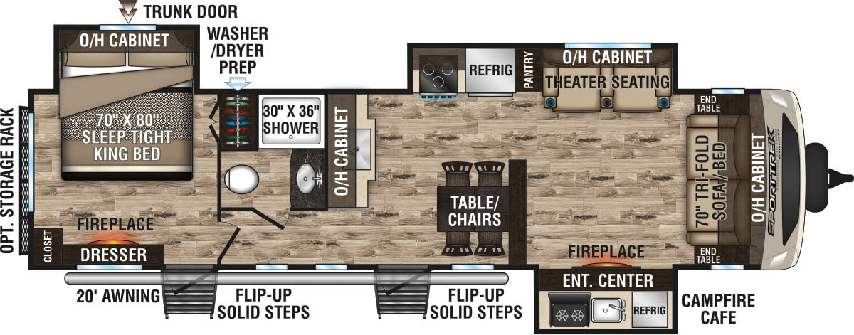 2020 Venture RV SportTrek Touring Edition STT333VFL Travel Trailer Floorplan