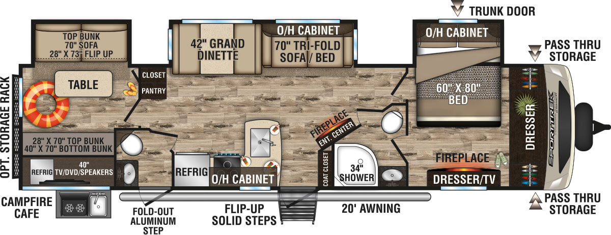 2020 Venture RV SportTrek Touring Edition STT343VBH Travel Trailer Floorplan