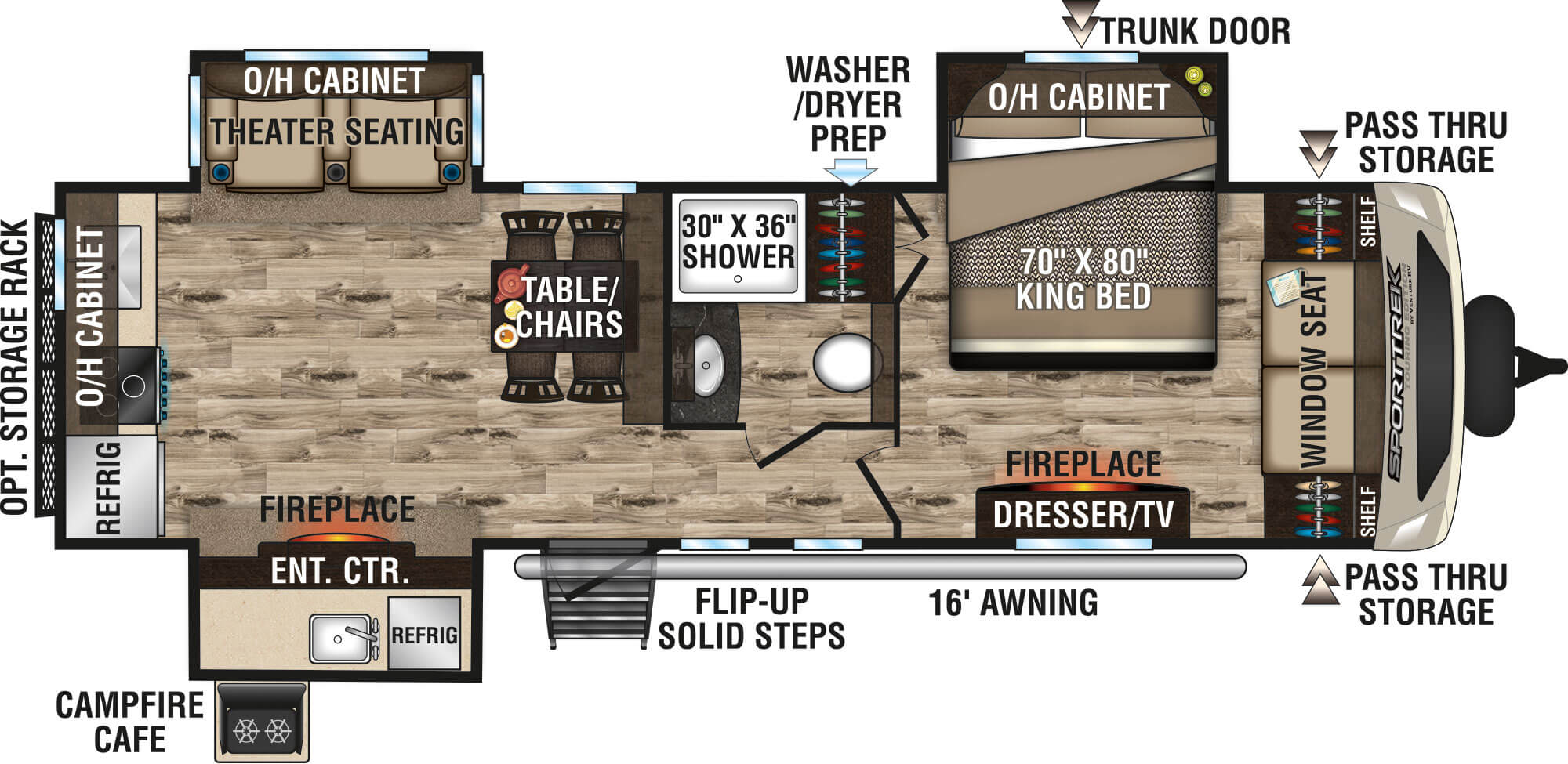 2020 Venture RV SportTrek Touring Edition STT293VRK Theater Seating Option Travel Trailer Floorplan