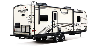 2020 Venture RV SportTrek Touring Edition STT272VRK Travel Trailer Exterior Rear 3-4 Door Side