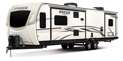 2020 Venture RV SportTrek Touring Edition STT333VMI Travel Trailer Exterior Front 3-4 Off Door Side