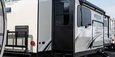 2020 Venture RV SportTrek Touring Edition STT336VRK Travel Trailer Exterior Rear 3-4 Door Side