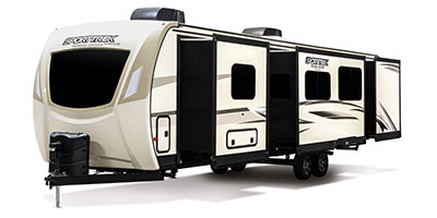 2020 Venture RV SportTrek Touring Edition STT343VBH Travel Trailer Exterior Front 3-4 Off Door Side with Slide Out