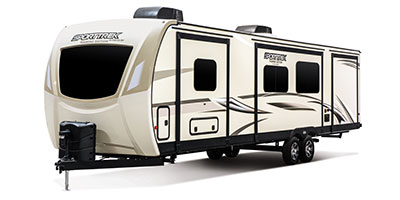 2020 Venture RV SportTrek Touring Edition STT343VBH Travel Trailer Exterior Front 3-4 Off Door Side