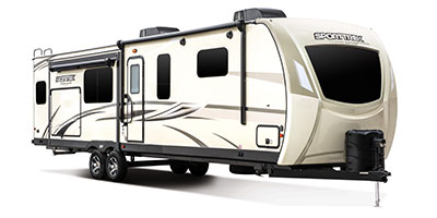 2020 Venture RV SportTrek Touring Edition STT343VIK Travel Trailer Exterior Front 3-4 Door Side