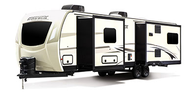 2020 Venture RV SportTrek Touring Edition STT343VIK Travel Trailer Exterior Front 3-4 Off Door Side with Slide Out