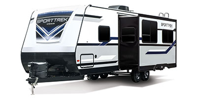 2019 Venture RV SportTrek ST251VRK Travel Trailer Exterior Front 3-4 Off Door Side Slide Out