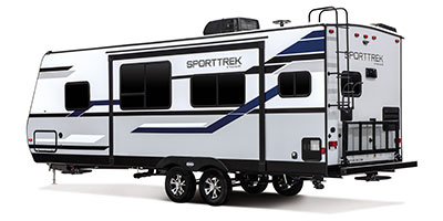 2019 Venture RV SportTrek ST251VRK Travel Trailer Exterior Rear 3-4 Off Door Side