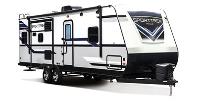 2019 Venture RV SportTrek ST252VRD Travel Trailer Exterior Front 3-4 Door Side