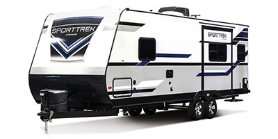 2019 Venture RV SportTrek ST252VRD Travel Trailer Exterior Front 3-4 Off Door Side