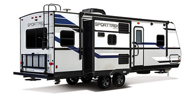 2019 Venture RV SportTrek ST252VRD Travel Trailer Exterior Rear 3-4 Door Side with Slide Out