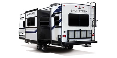 2019 Venture RV SportTrek ST252VRD Travel Trailer Exterior Rear 3-4 Off Door Side with Slide Out