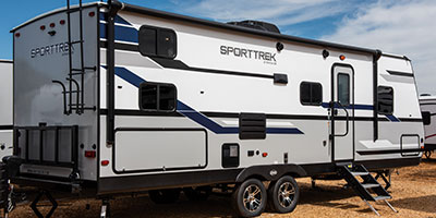 2019 Venture RV SportTrek ST270VBH Travel Trailer Exterior Rear 3-4 Door Side