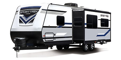 2019 Venture RV SportTrek ST271VMB Travel Trailer Exterior Front 3-4 Off Door Side Slide Out