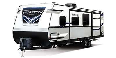 2019 Venture RV SportTrek ST320VIK Travel Trailer Exterior Front 3-4 Off Door Side