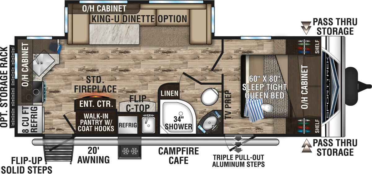 2020 Venture RV SportTrek ST251VRK King-U Dinette Option Travel Trailer Floorplan