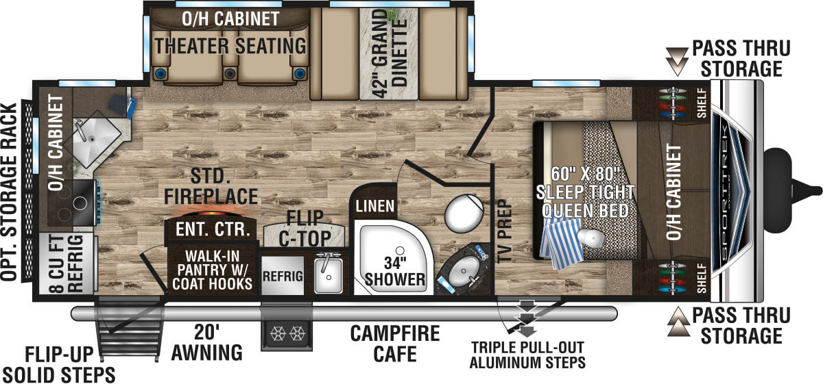 2020 Venture RV SportTrek ST251VRK Theater Seating Option Travel Trailer Floorplan