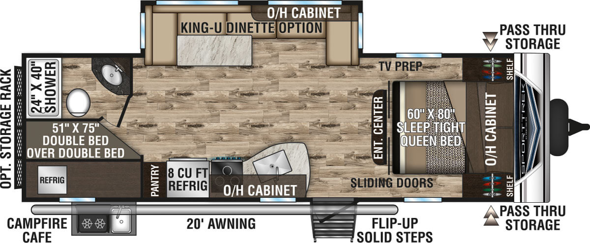 2020 Venture RV SportTrek ST270VBH King-U Dinette Option Travel Trailer Floorplan