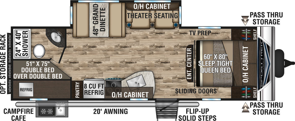 2020 Venture RV SportTrek ST270VBH Theater Seating Option Travel Trailer Floorplan