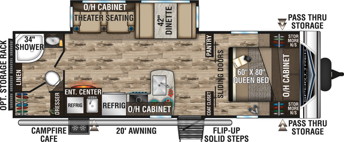 2020 Venture RV SportTrek ST271VMB Theater Seating Option Travel Trailer Floorplan