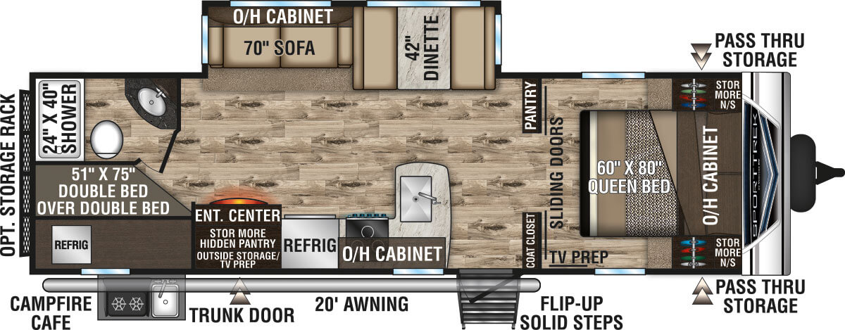 2020 Venture RV SportTrek ST281VBH Travel Trailer Floorplan