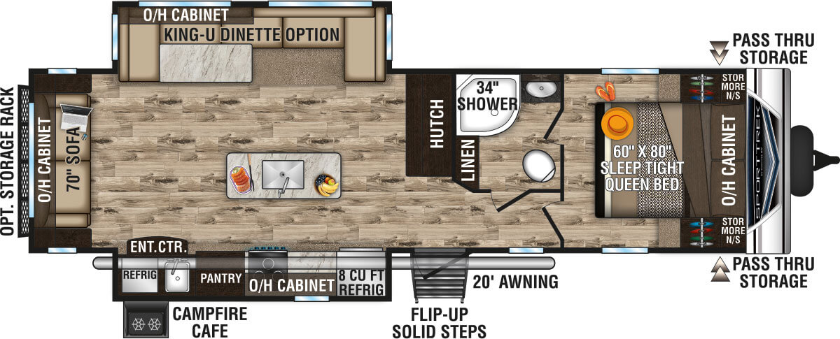 2020 Venture RV SportTrek ST312VIK King-U Dinette Option Travel Trailer Floorplan