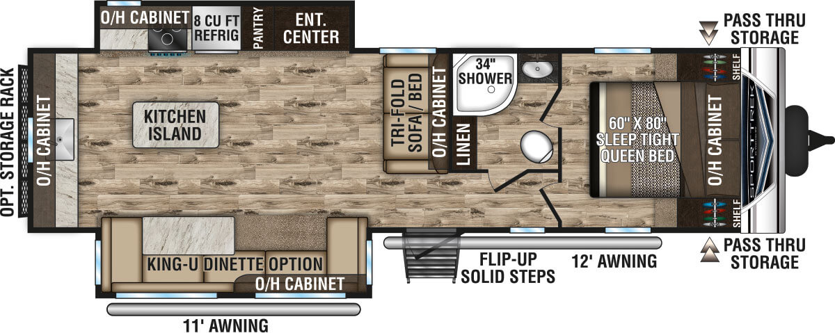 2020 Venture RV SportTrek ST312VRK King-U Dinette Option Travel Trailer Floorplan