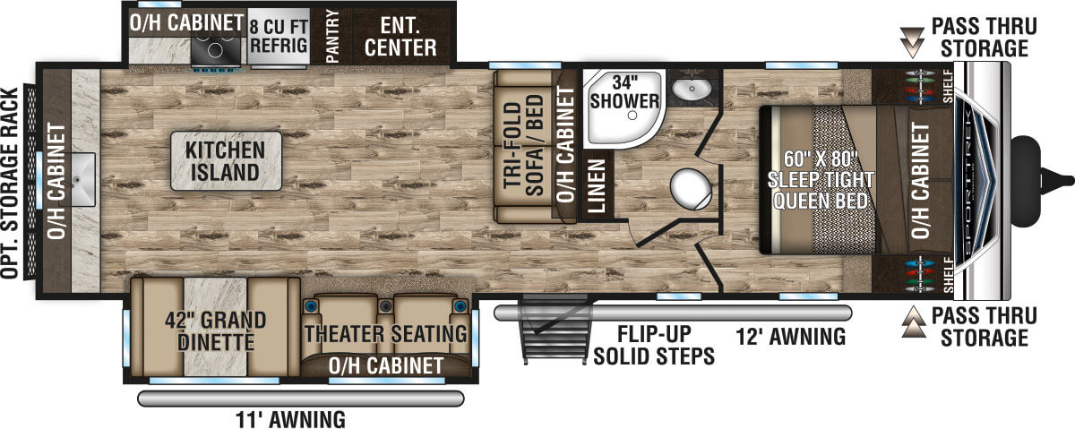 2020 Venture RV SportTrek ST312VRK Travel Trailer Floorplan