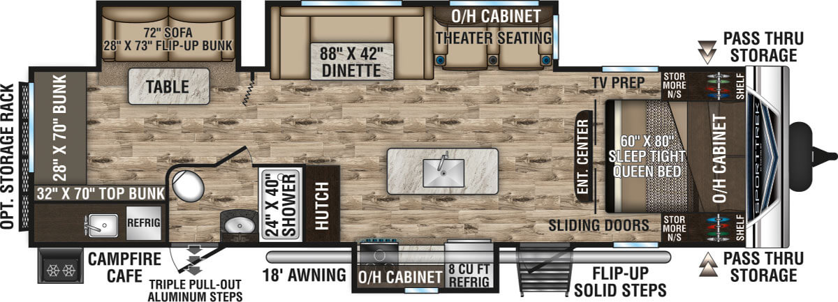 2020 Venture RV SportTrek ST320VIK Theater Seating Option Travel Trailer Floorplan