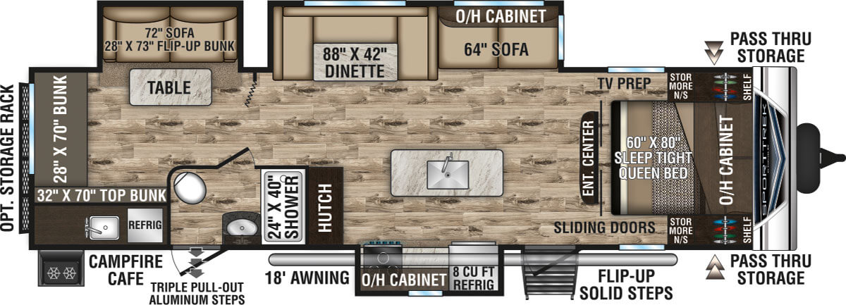 2020 Venture RV SportTrek ST320VIK Travel Trailer Floorplan