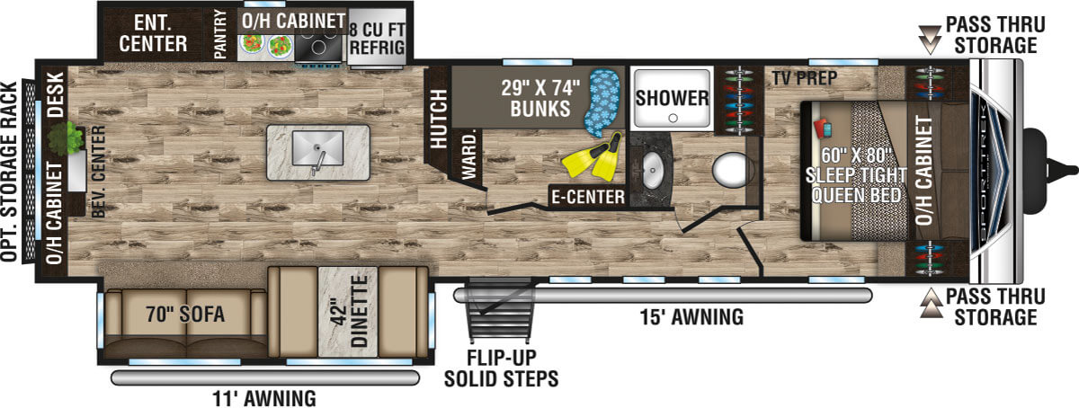 2020 Venture RV SportTrek ST342VMB Travel Trailer Floorplan