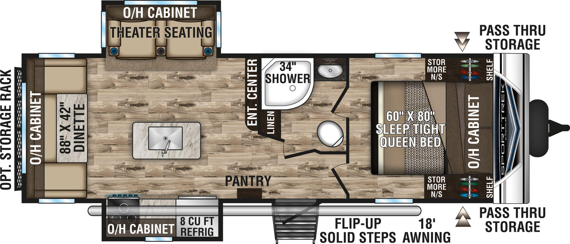 2020 Venture RV SportTrek ST252VRD Theater Seating Option Travel Trailer Floorplan