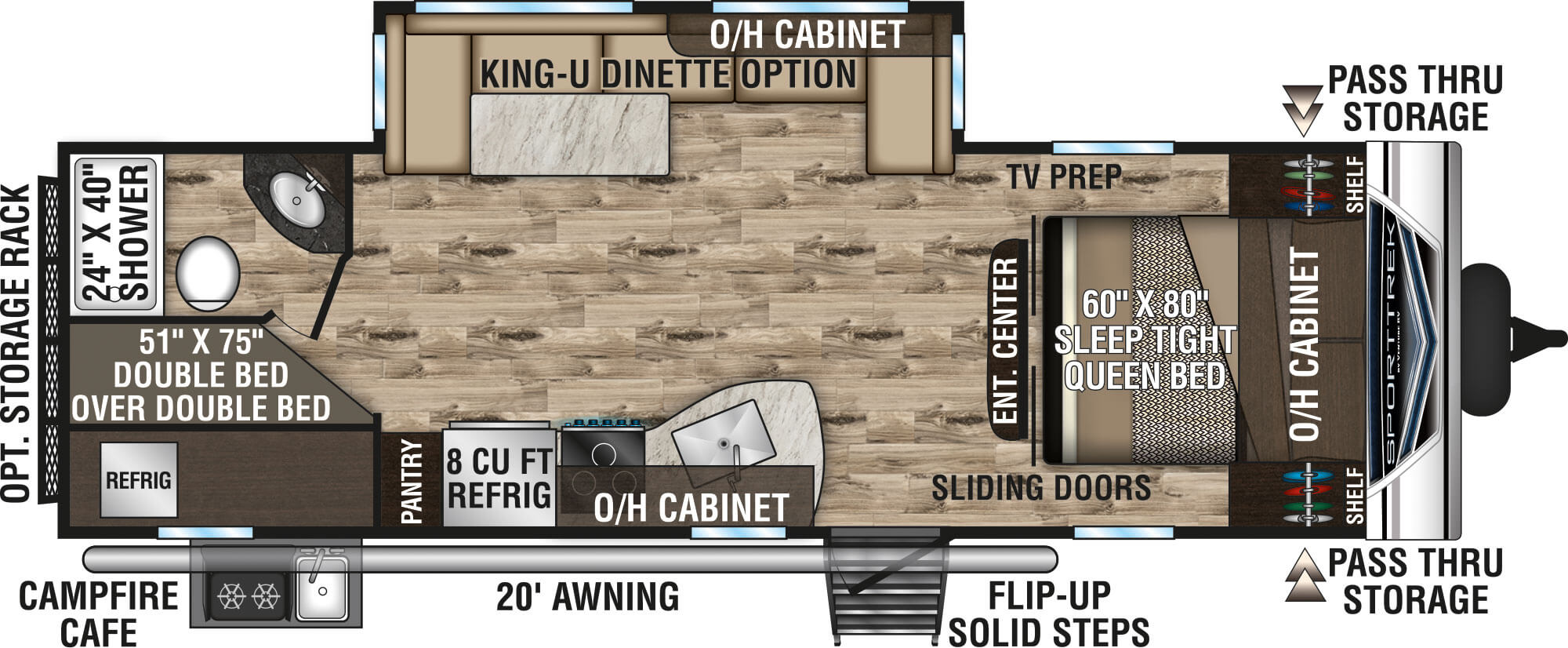 2020 Venture RV SportTrek ST270VBH King-U Dinette Option Travel Trailer Floorplan