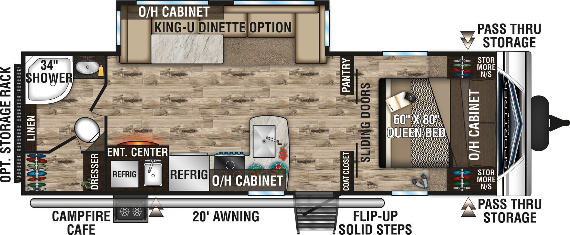 2020 Venture RV SportTrek ST271VMB King-U Dinette Option Travel Trailer Floorplan