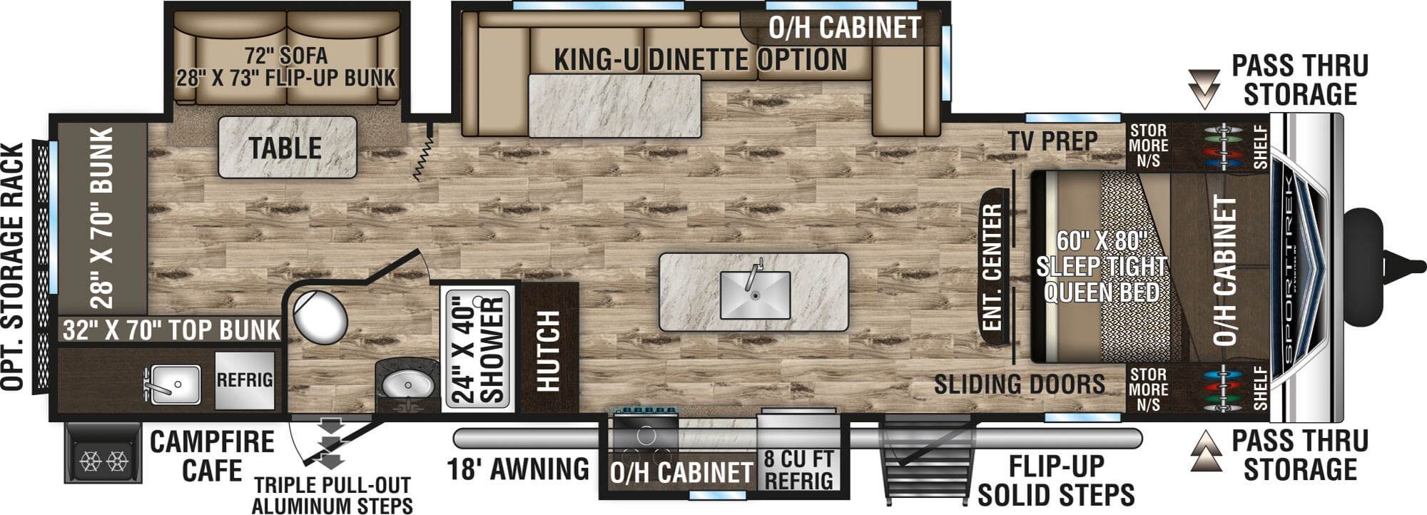 2020 Venture RV SportTrek ST320VIK King-U Dinette Option Travel Trailer Floorplan