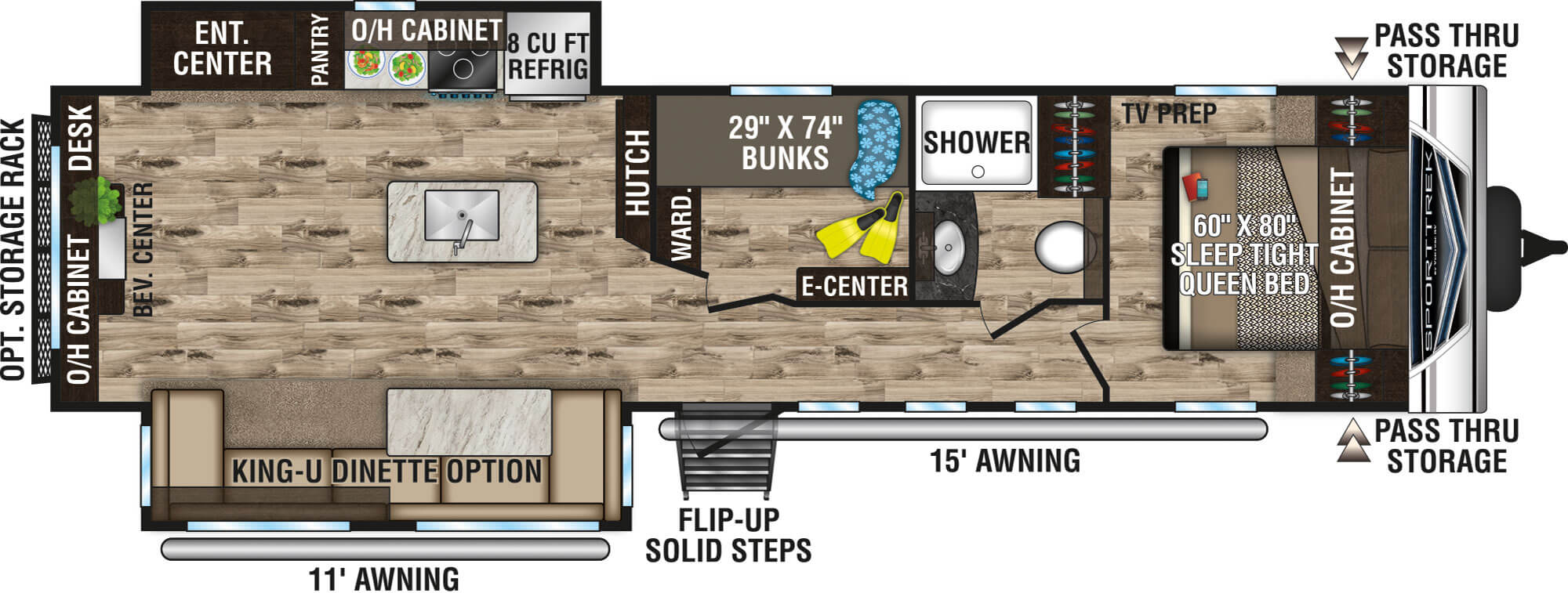 2020 Venture RV SportTrek ST342VMB King-U Dinette Option Travel Trailer Floorplan