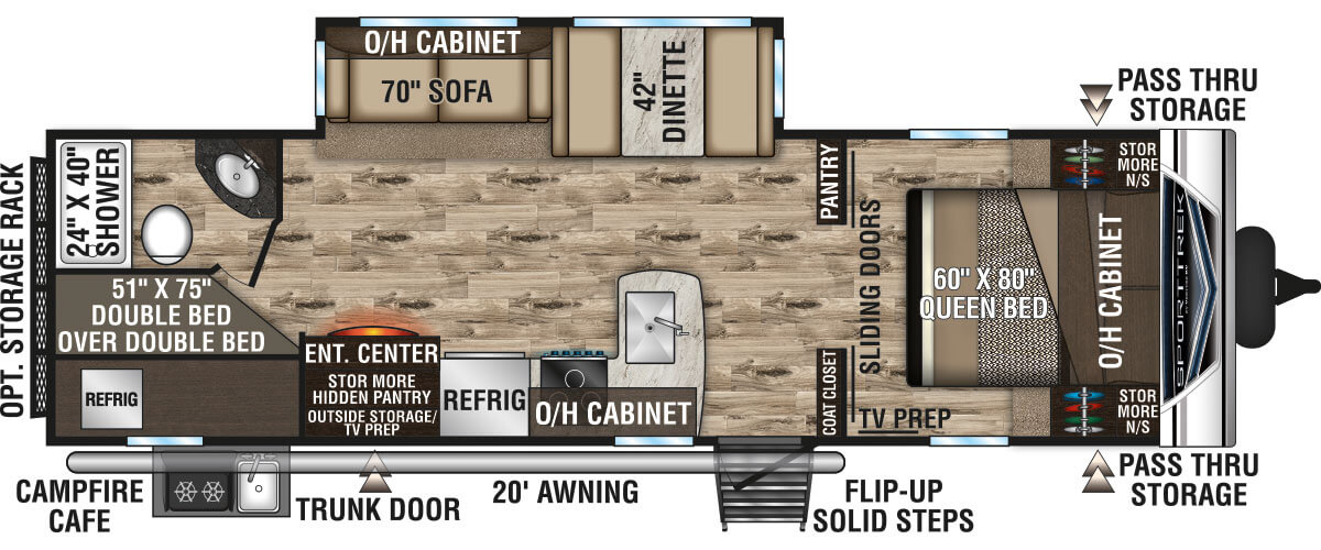 2020 Venture RV SportTrek ST281VBH Travel Trailer Floorplan