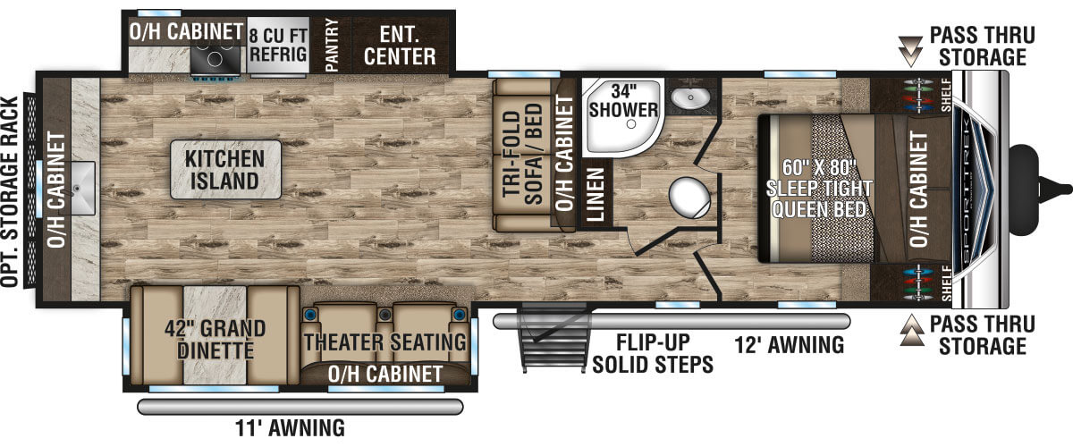 2020 Venture RV SportTrek ST312VRK Travel Trailer Floorplan