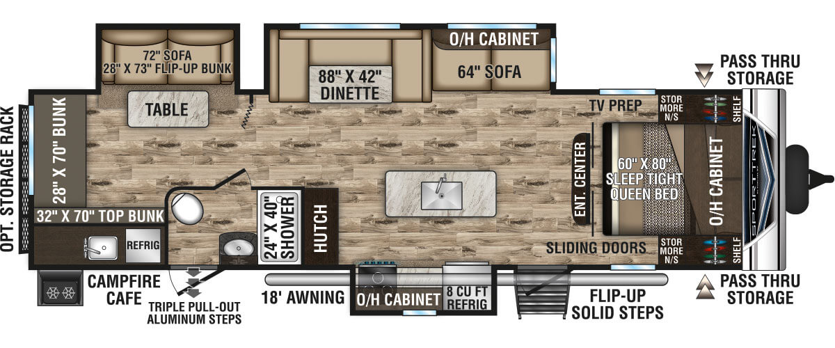 2020 Venture RV SportTrek ST320VIK Travel Trailer Floorplan