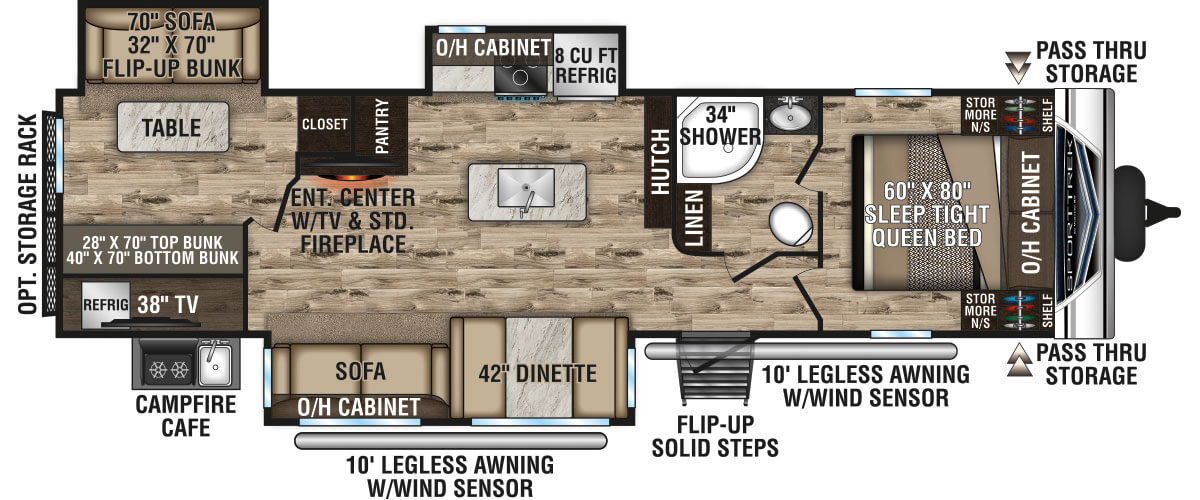 2020 Venture RV SportTrek ST327VIK Travel Trailer Floorplan