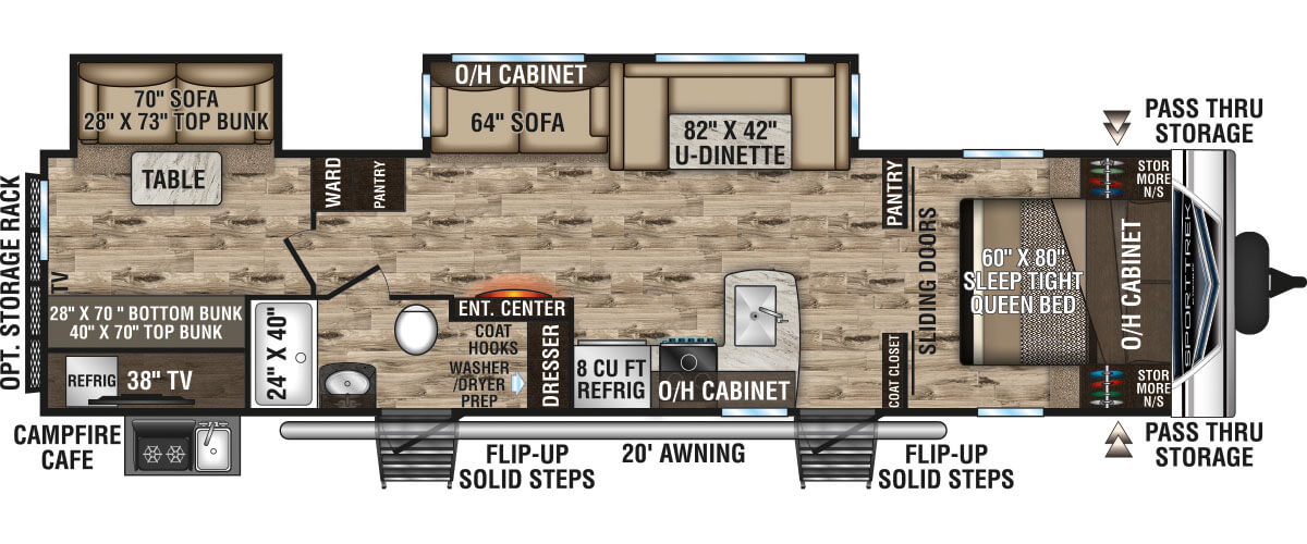 2020 Venture RV SportTrek ST332VBH Travel Trailer Floorplan