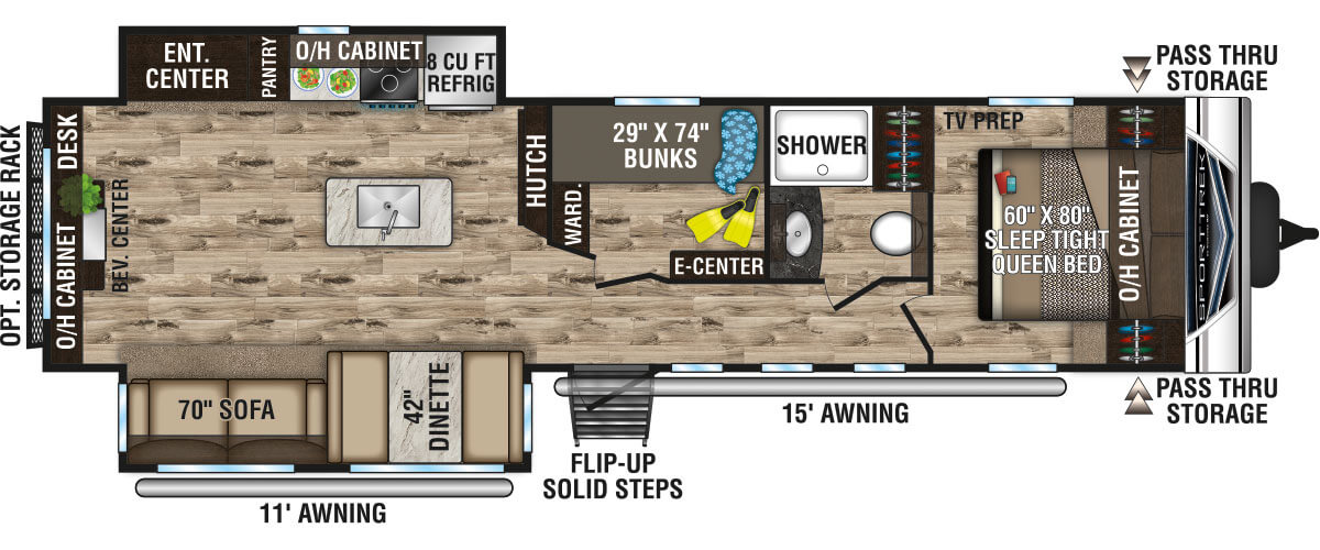 2020 Venture RV SportTrek ST342VMB Travel Trailer Floorplan