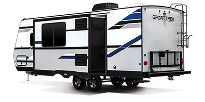 2020 Venture RV SportTrek ST241VMS Travel Trailer Exterior Rear 3-4 Off Door Side with Slide Out