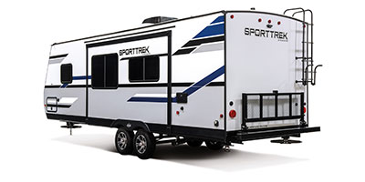 2020 Venture RV SportTrek ST271VMB Travel Trailer Exterior Rear 3-4 Off Door Side