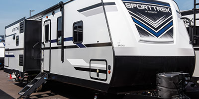 2019 Venture RV SportTrek ST312VIK Travel Trailer Exterior Front 3-4 Door Side