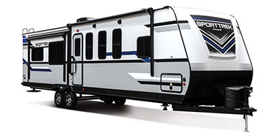 2020 Venture RV SportTrek ST342VMB Travel Trailer Exterior Front 3-4 Door Side