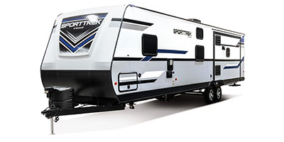 2020 Venture RV SportTrek ST342VMB Travel Trailer Exterior Front 3-4 Off Door Side